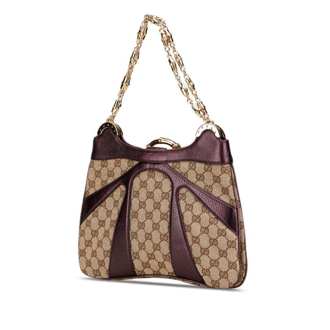 GG Canvas Bamboo Ring Chain Shoulder Bag Brown - Gaby Paris