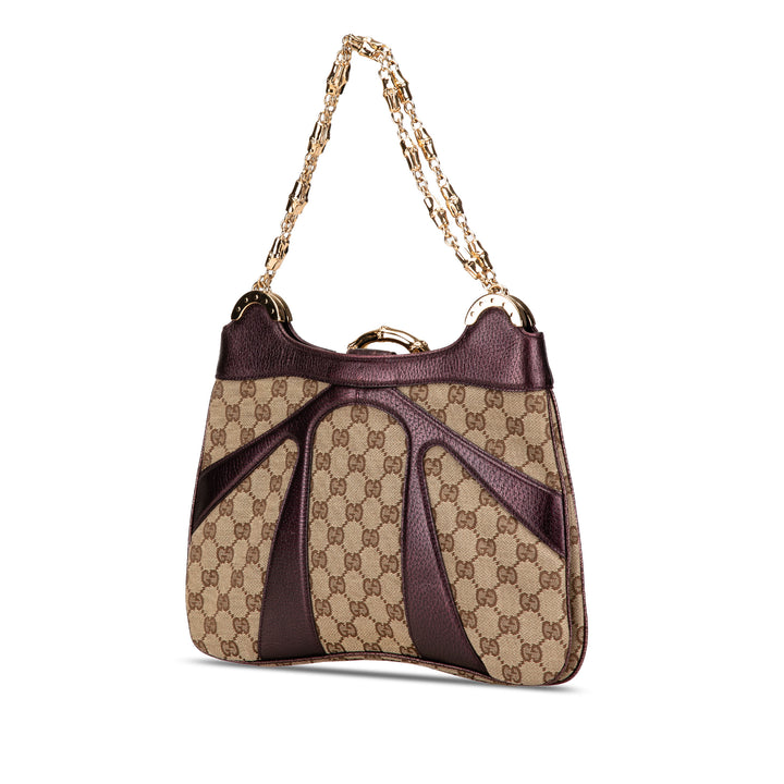 GG Canvas Bamboo Ring Chain Shoulder Bag Brown - Gaby Paris