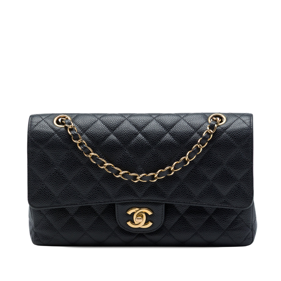 Classic Double rabat Moyen Cuir caviar Noir
