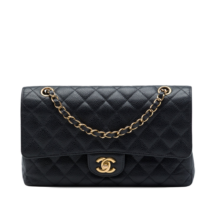Classic Double rabat Moyen Cuir caviar Noir