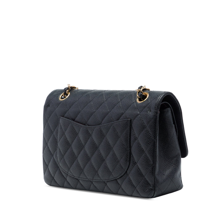 Classic Double rabat Moyen Cuir caviar Noir