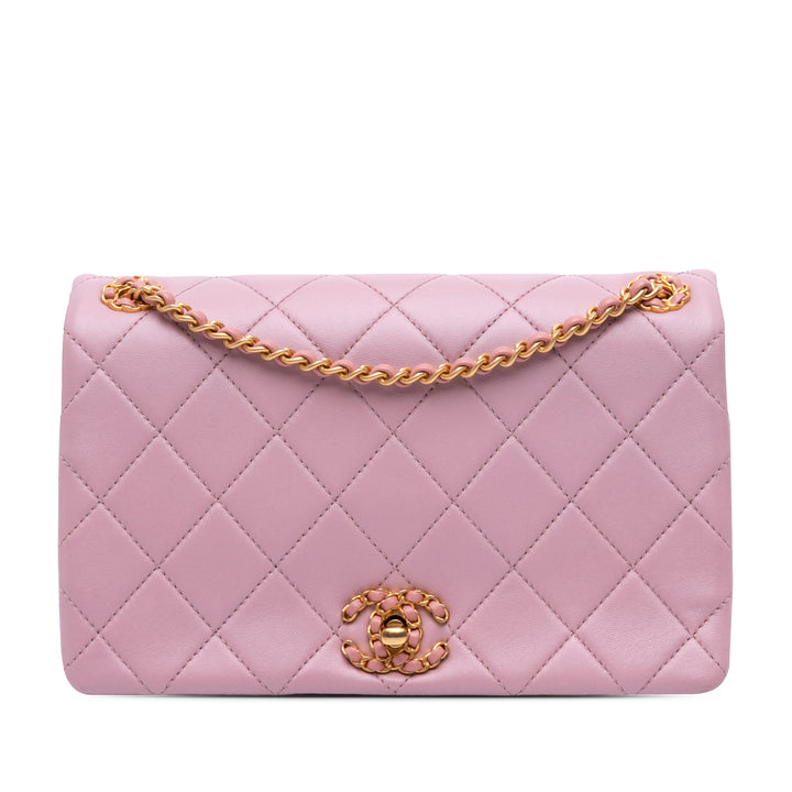 Quilted Lambskin Braided CC Single Flap Pink - Gaby Paris