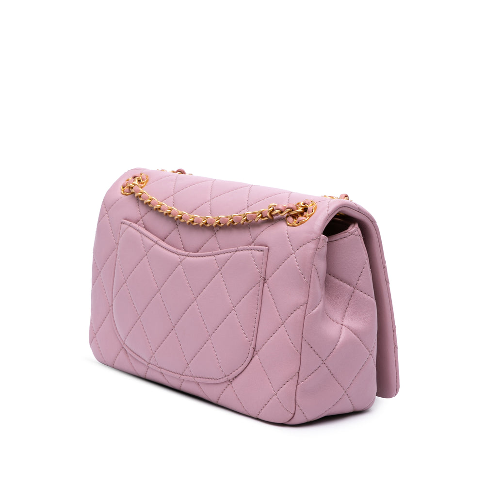 Quilted Lambskin Braided CC Single Flap Pink - Gaby Paris