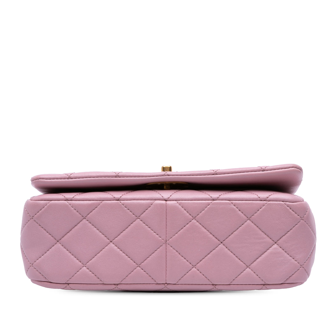 Quilted Lambskin Braided CC Single Flap Pink - Gaby Paris