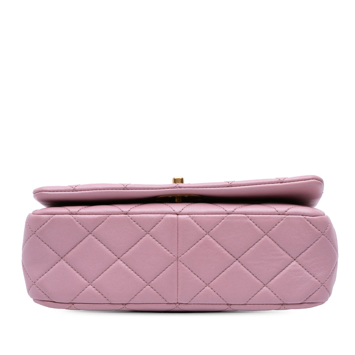 Quilted Lambskin Braided CC Single Flap Pink - Gaby Paris