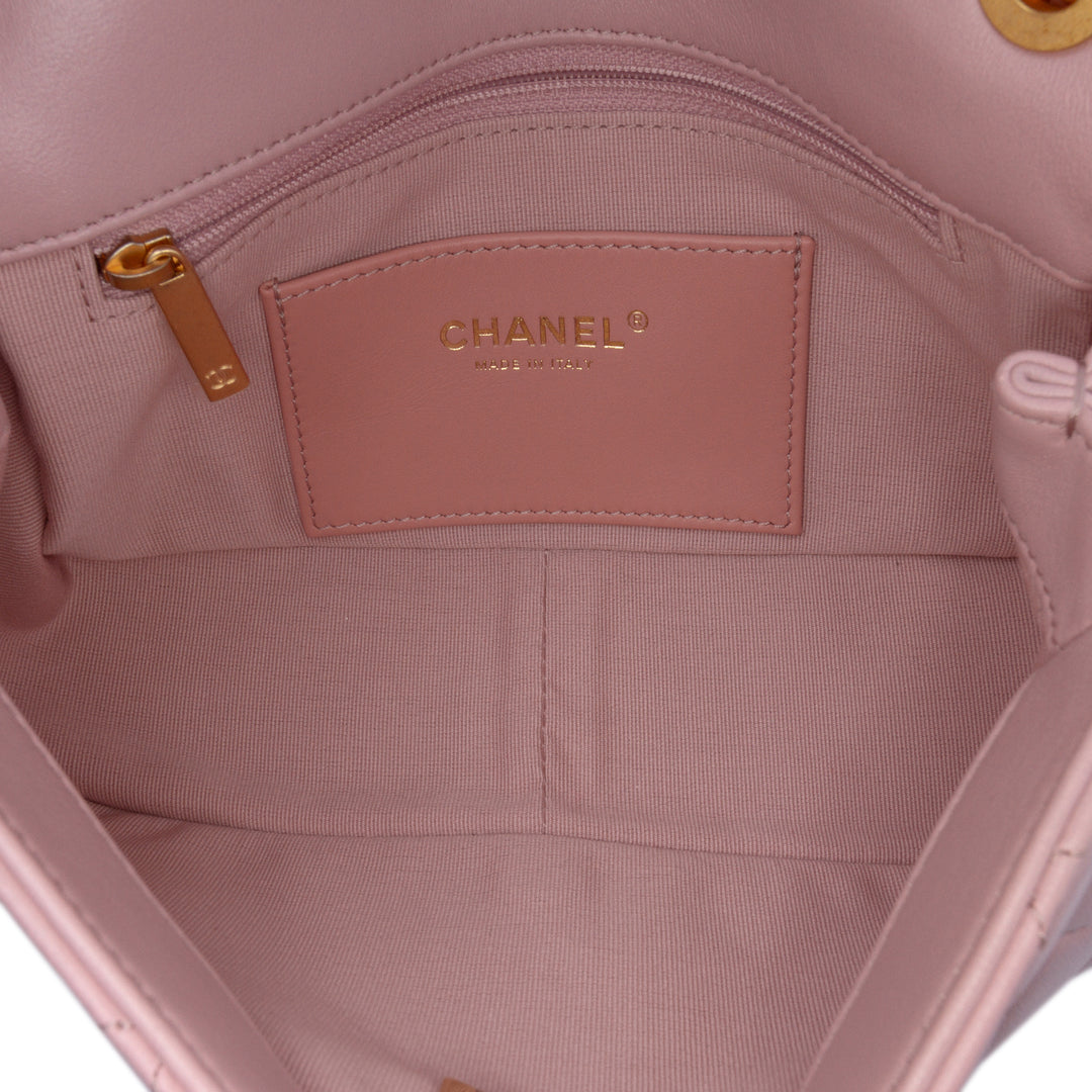 Quilted Lambskin Braided CC Single Flap Pink - Gaby Paris