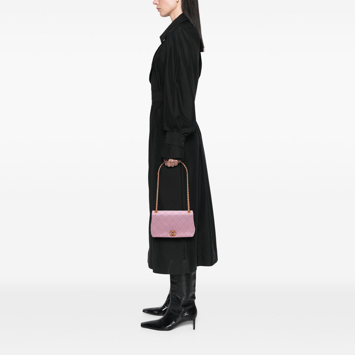 Quilted Lambskin Braided CC Single Flap Pink - Gaby Paris