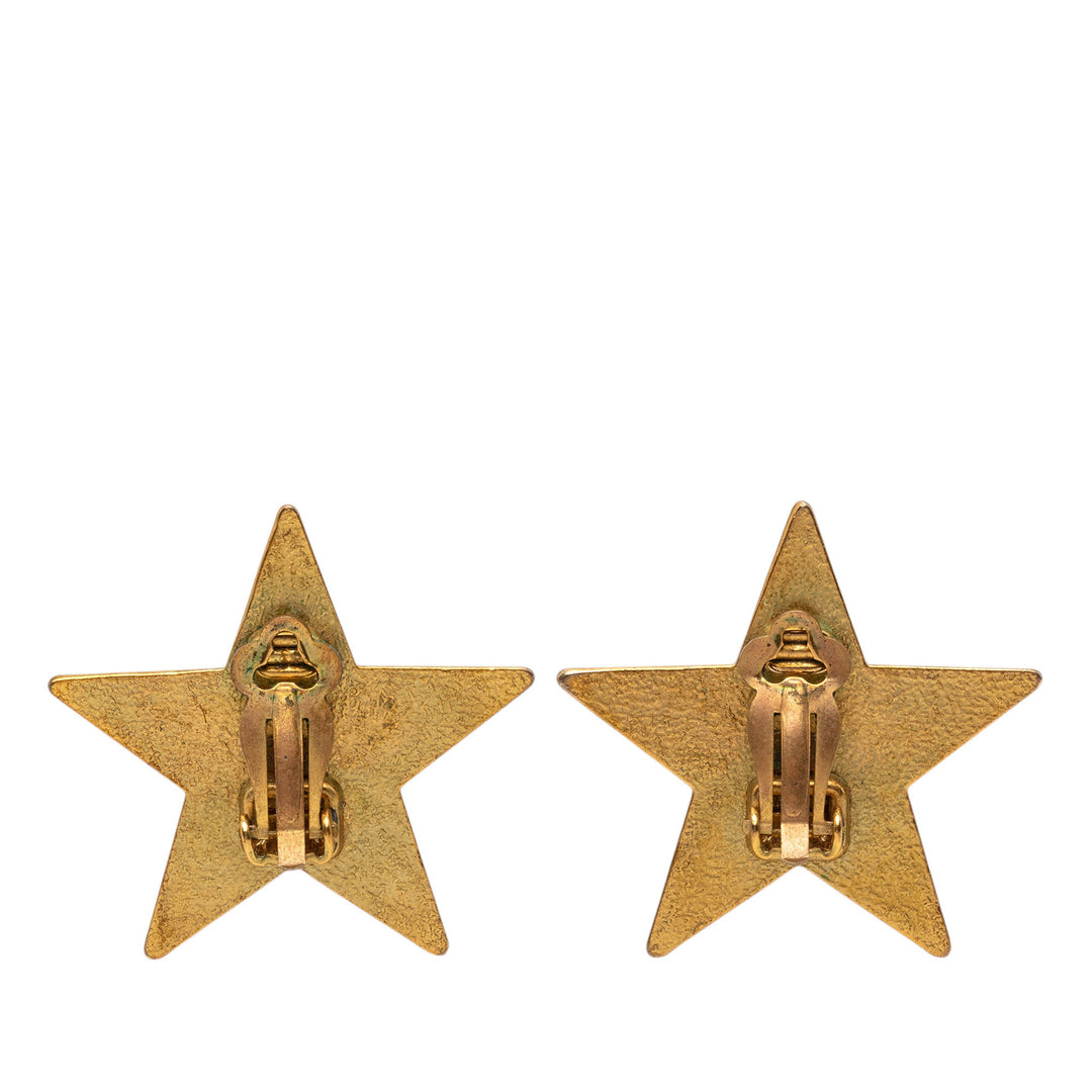 Chanel CC plaqué Émail Star À clip Boucles d'oreilles Doré – vue 2 – GABY PARIS