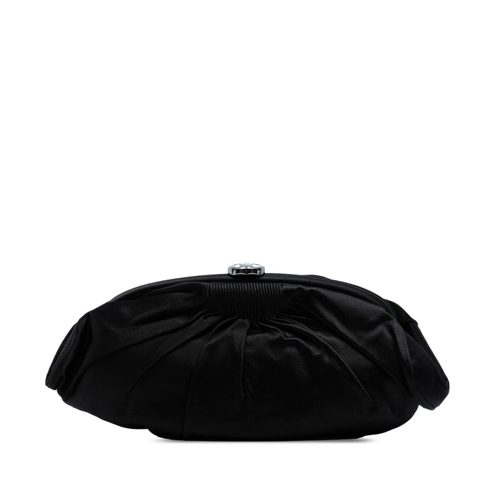 Chanel CC Pleated Satin Frame Evening Pochette