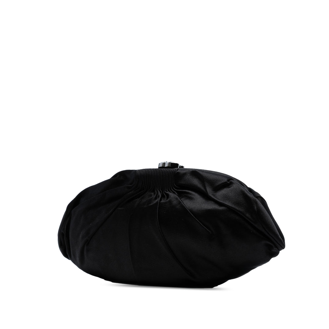 Chanel CC Pleated Satin Frame Evening Pochette