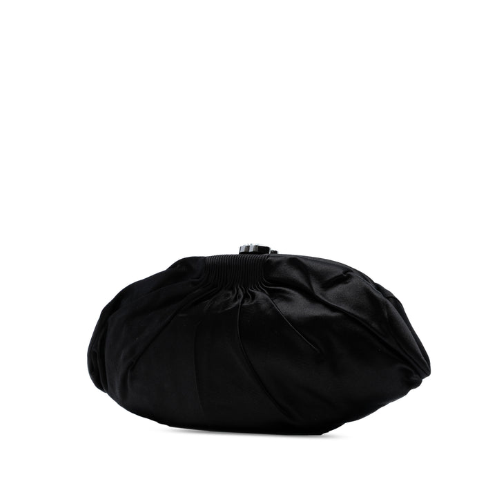 Chanel CC Pleated Satin Frame Evening Pochette