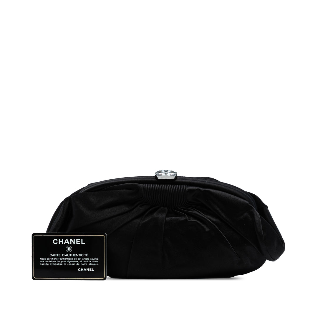 Chanel CC Pleated Satin Frame Evening Pochette