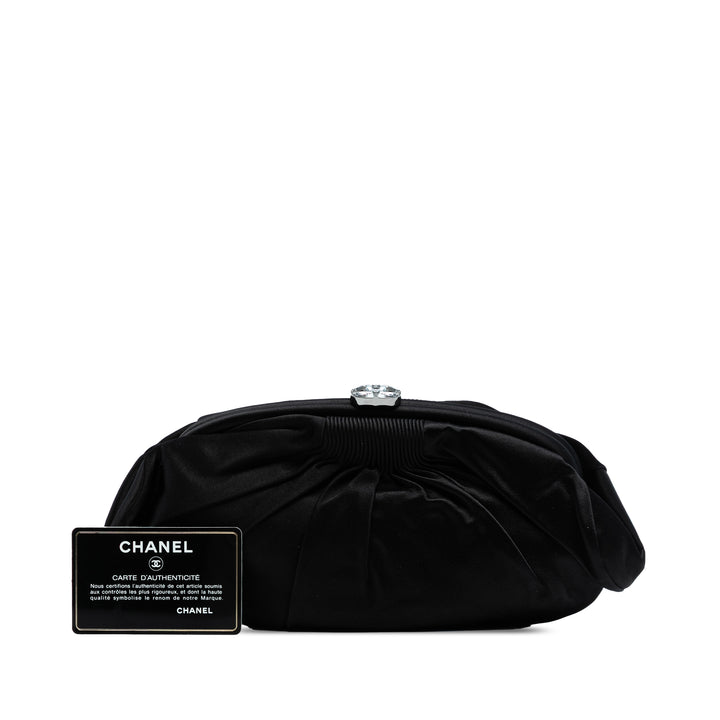 Chanel CC Pleated Satin Frame Evening Pochette