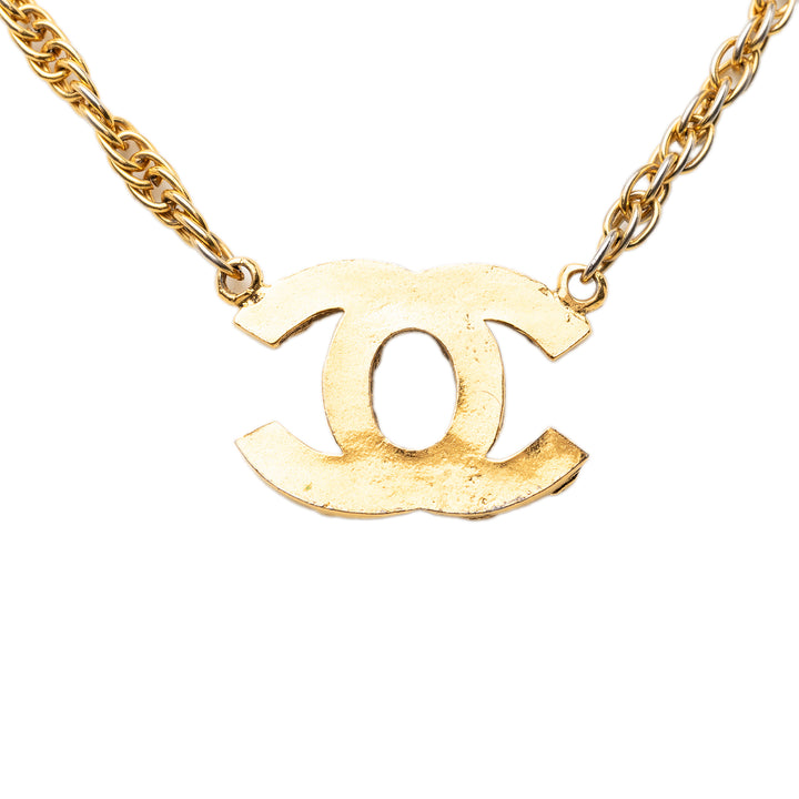 Chanel CC plaqué Strass Pendant Collier Métal