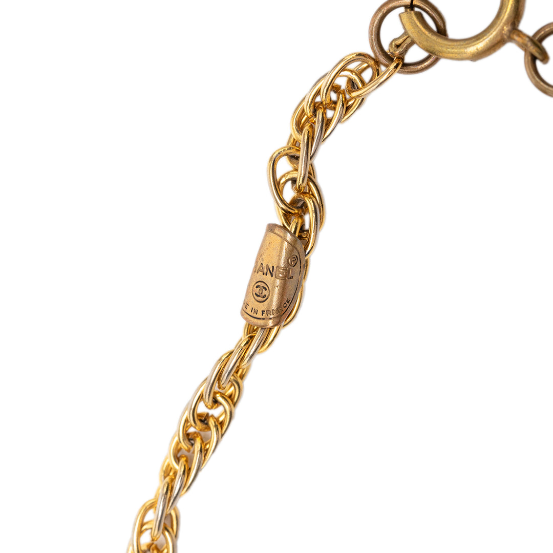 Chanel CC plaqué Strass Pendant Collier Métal