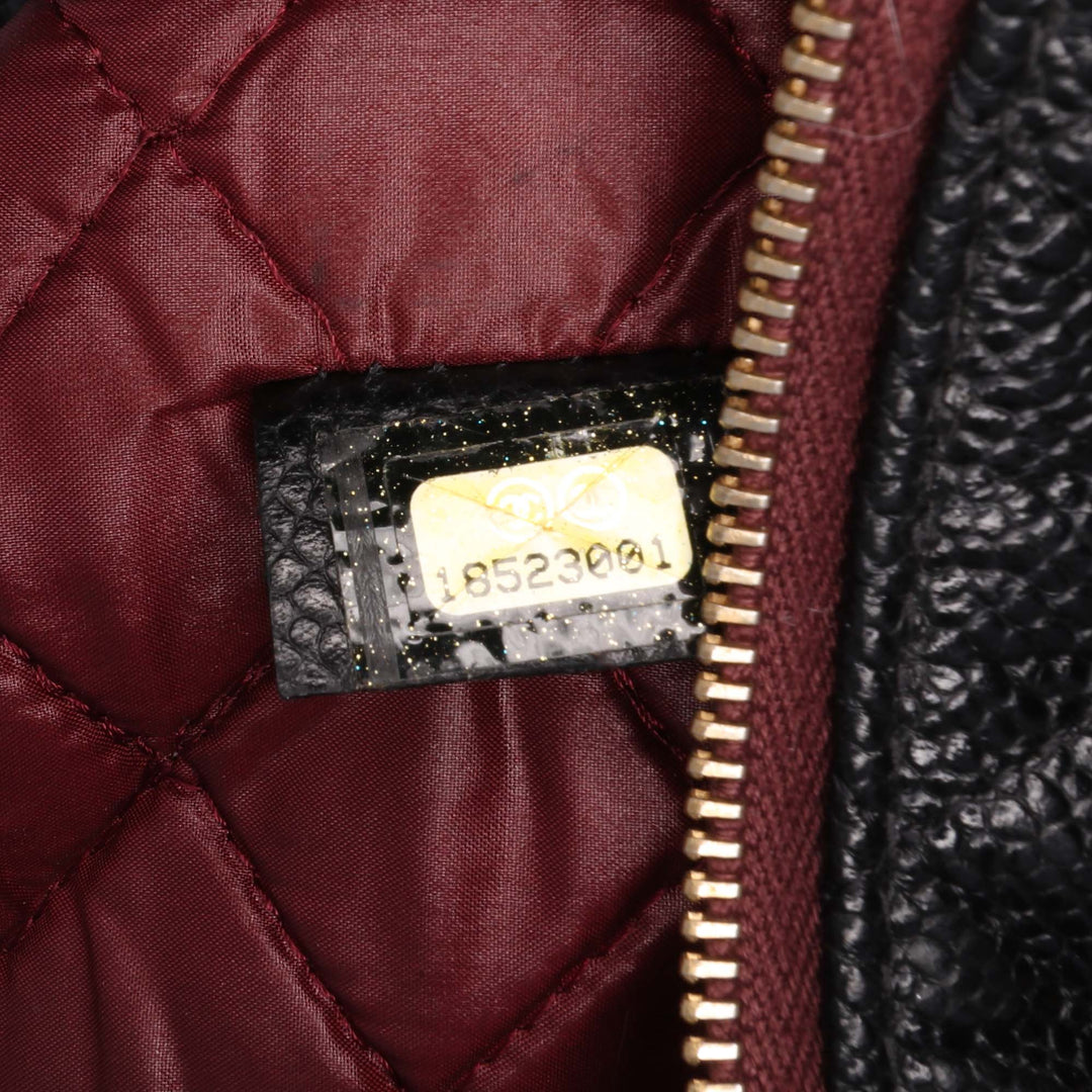 Large Quilted Caviar O Case Clutch Black - Gaby Paris