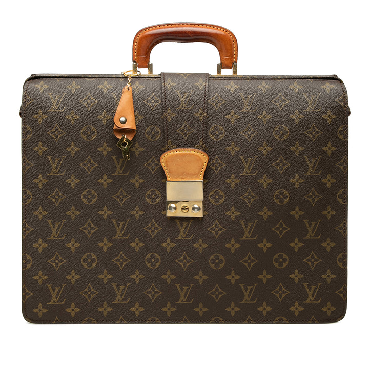 Serviette Fermoir Monogram Marron