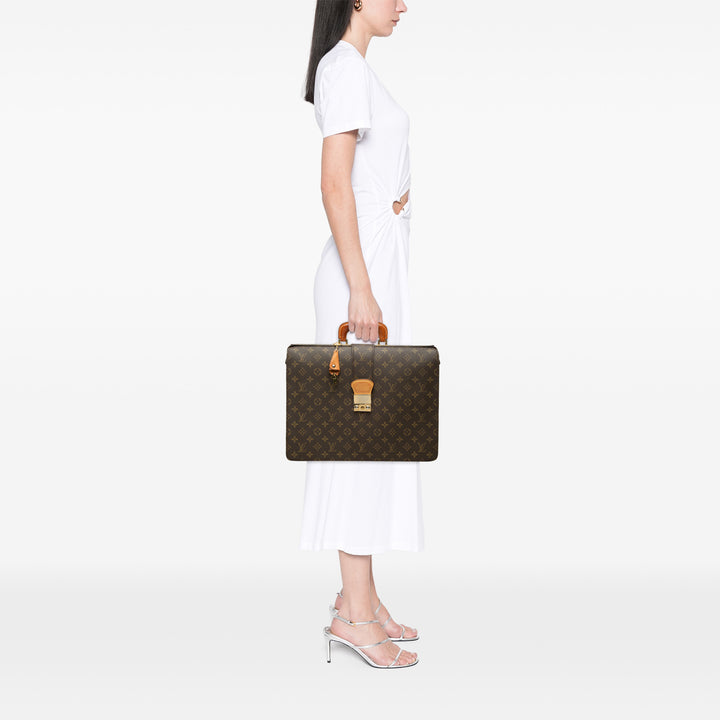 Serviette Fermoir Monogram Marron