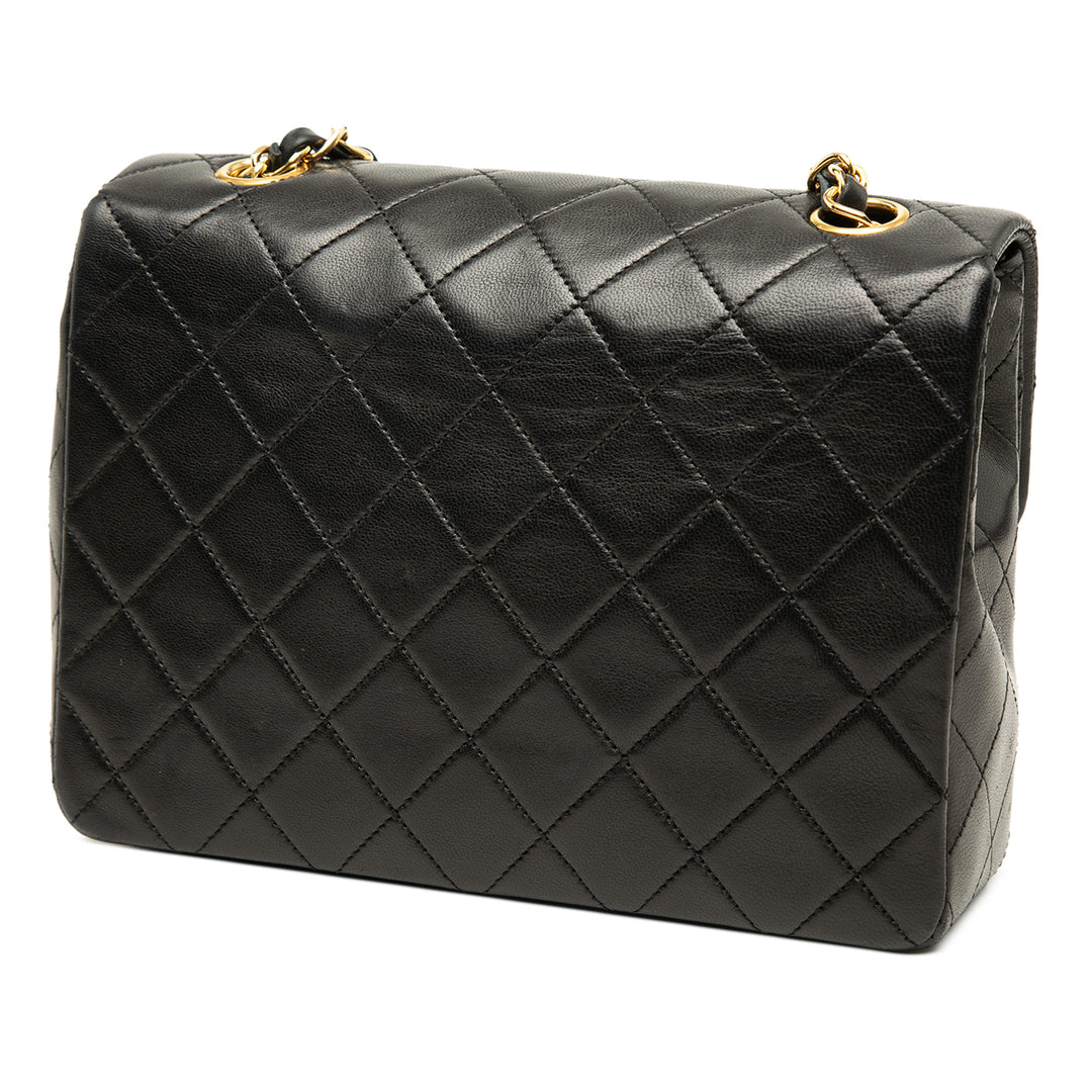 Carré Matelassé Rabat simple Cuir d'agneau Noir