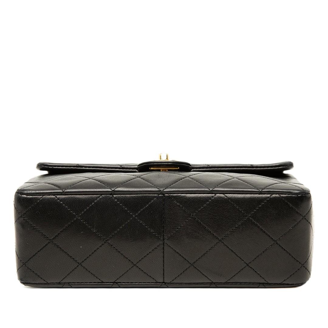Carré Matelassé Rabat simple Cuir d'agneau Noir