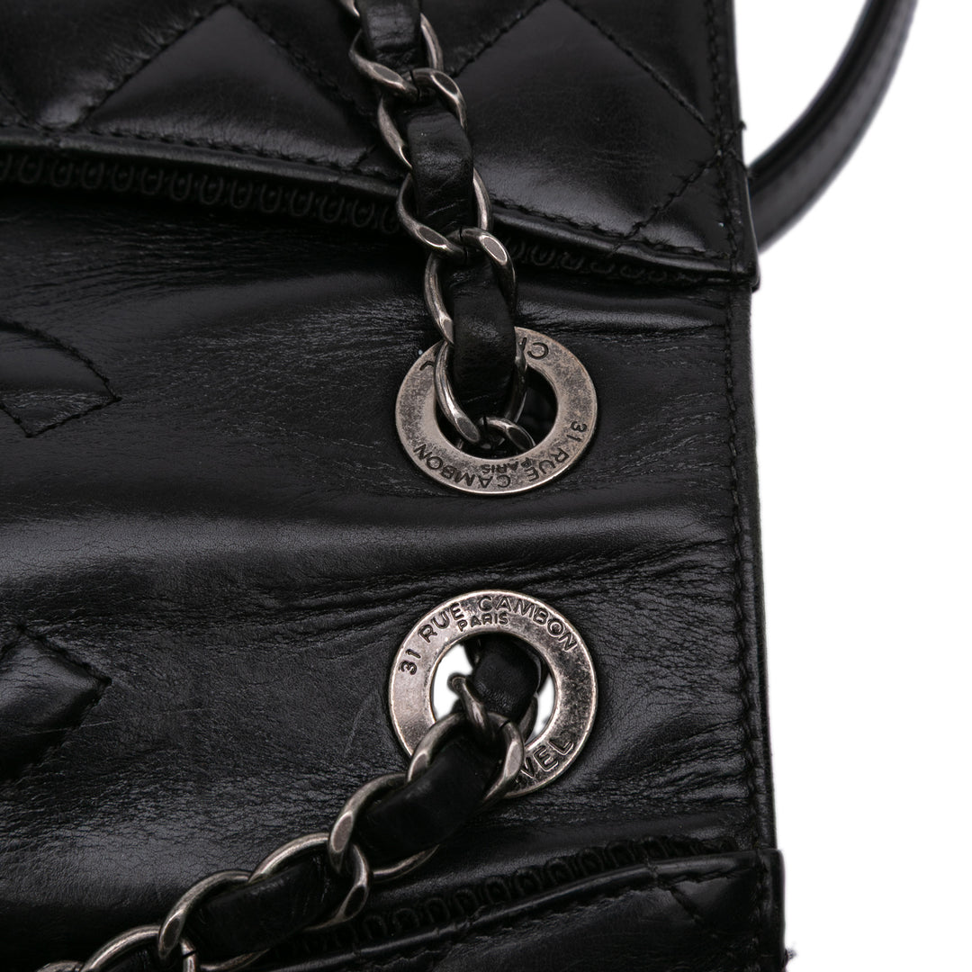 Medium Quilted Lambskin Ballerine Flap Black - Gaby Paris