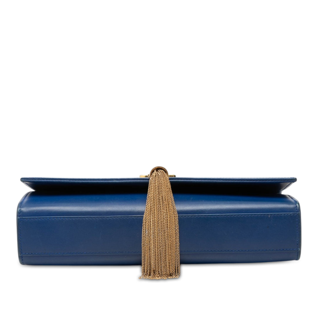 Saint Laurent Kate Pompon Sac Moyen Cuir de veau lisse