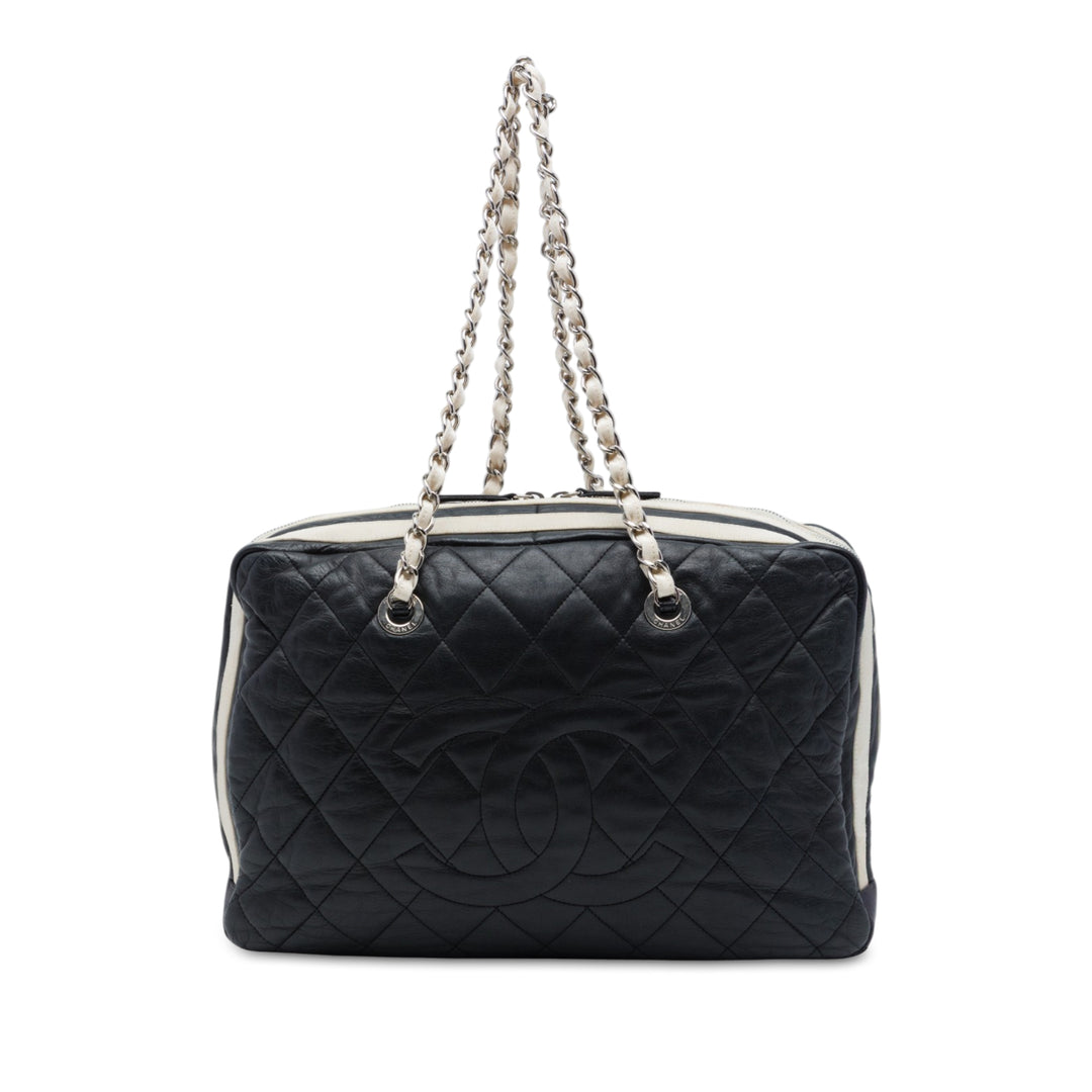 Paris Venice Matelassé Lido Sac Cuir d'agneau Noir
