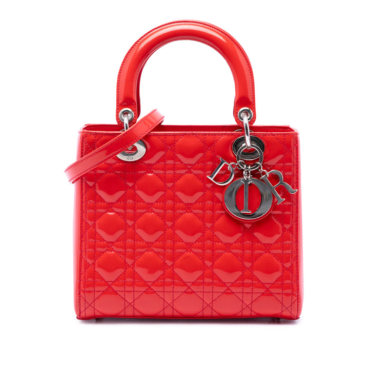 Dior Medium Cuir verni Cannage Lady Dior