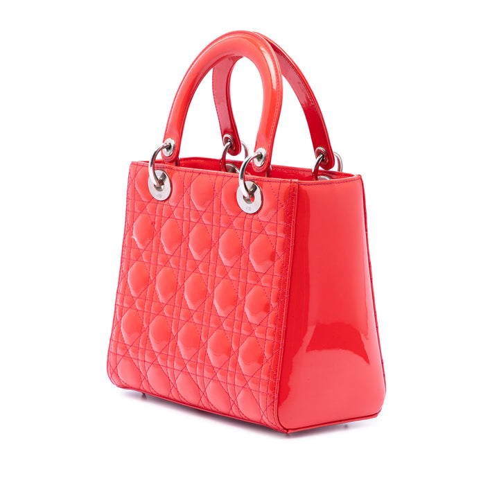 Dior Medium Cuir verni Cannage Lady Dior