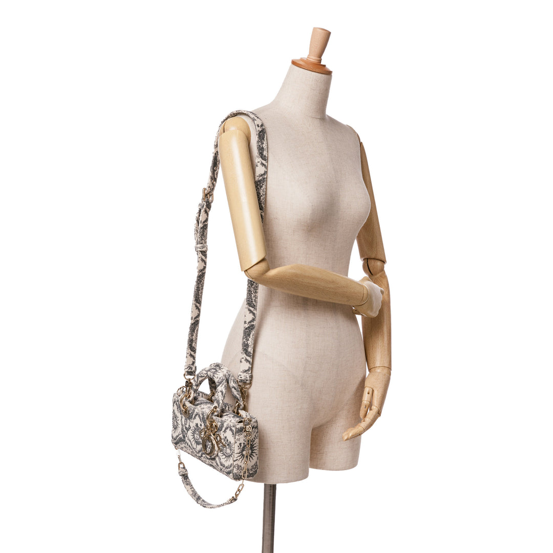Dior Small Jean Toile de Jouy Soleil Lady D Joy Blanc