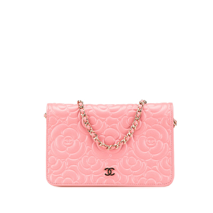 CC Caviar Camellia Wallet On Chain Pink - Gaby Paris
