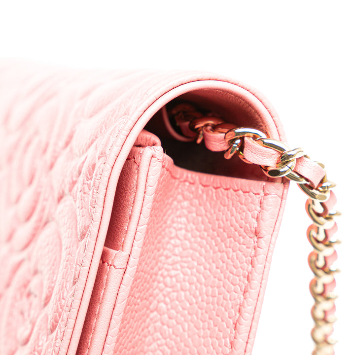 CC Caviar Camellia Wallet On Chain Pink - Gaby Paris
