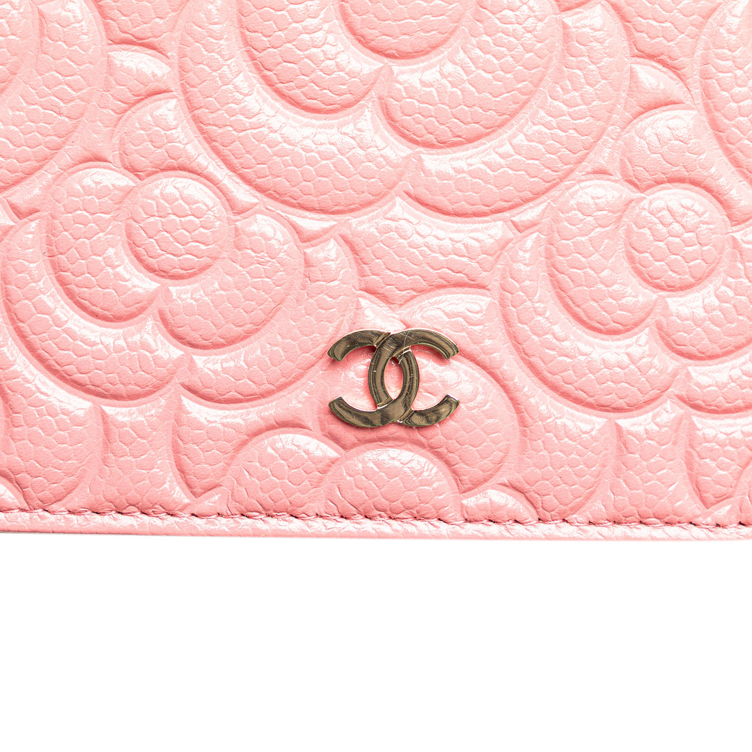 CC Caviar Camellia Wallet On Chain Pink - Gaby Paris