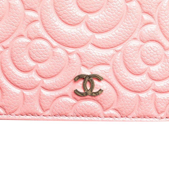 CC Caviar Camellia Wallet On Chain Pink - Gaby Paris