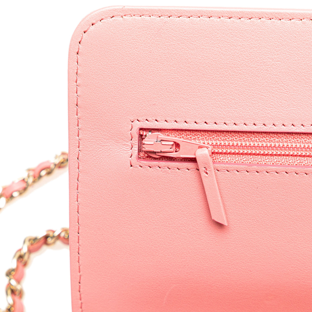 CC Caviar Camellia Wallet On Chain Pink - Gaby Paris