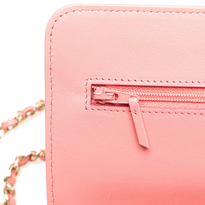 CC Caviar Camellia Wallet On Chain Pink - Gaby Paris