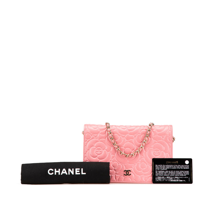 CC Caviar Camellia Wallet On Chain Pink - Gaby Paris