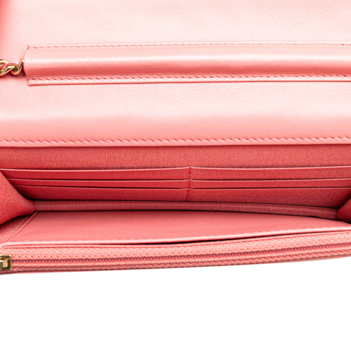 CC Caviar Camellia Wallet On Chain Pink - Gaby Paris