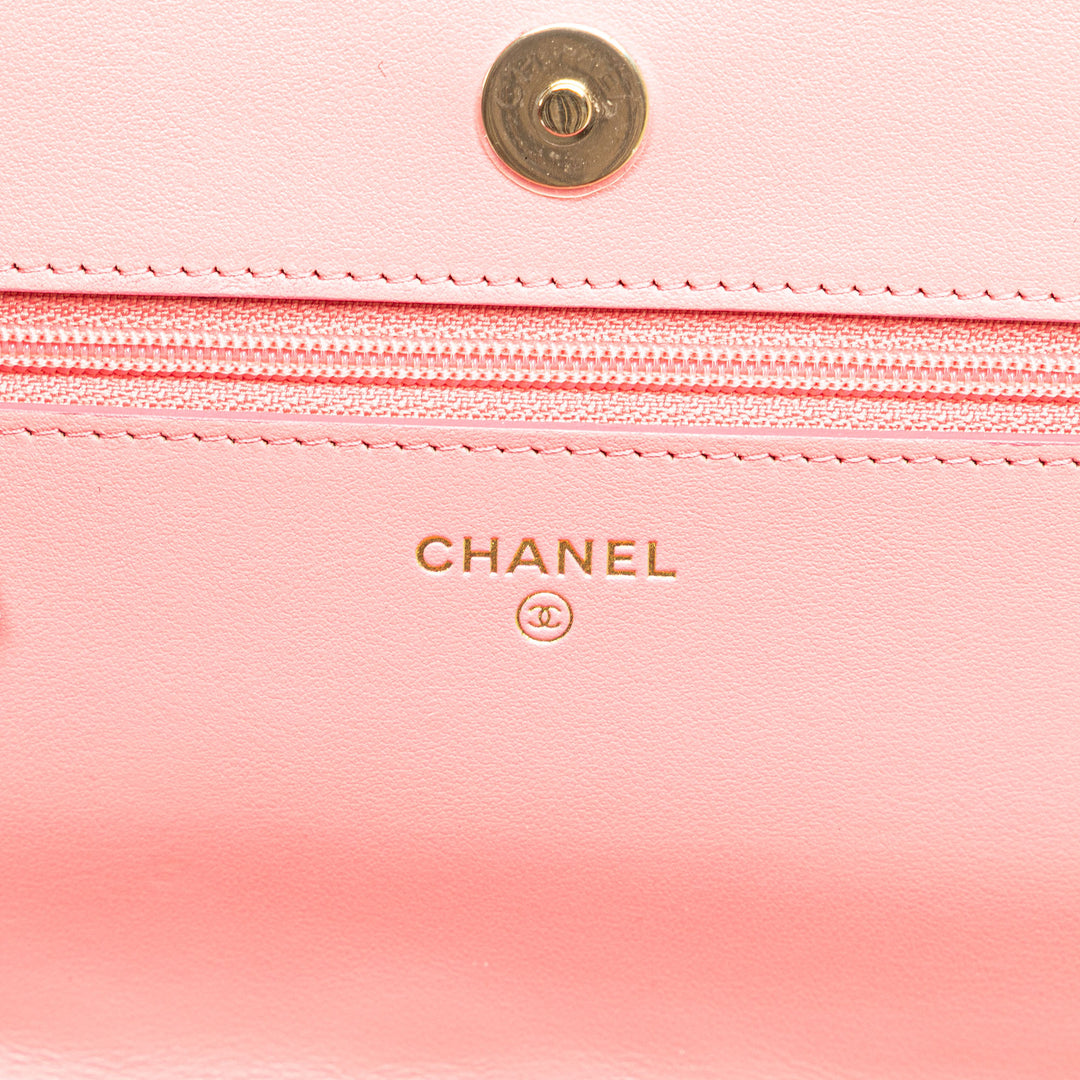 CC Caviar Camellia Wallet On Chain Pink - Gaby Paris