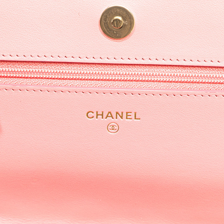 CC Caviar Camellia Wallet On Chain Pink - Gaby Paris