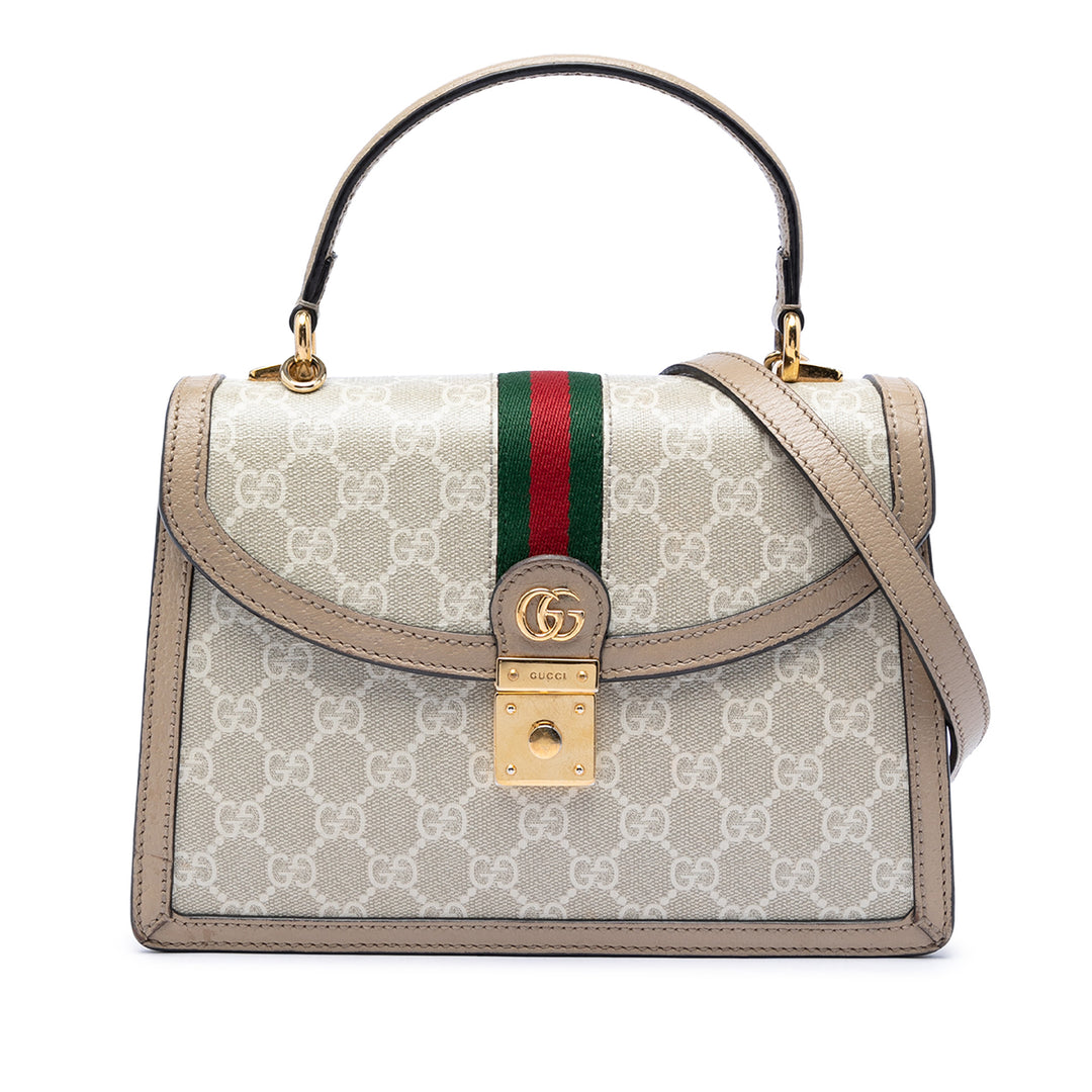 Gucci Small GG Toile Web Ophidia anse supérieure à rabat