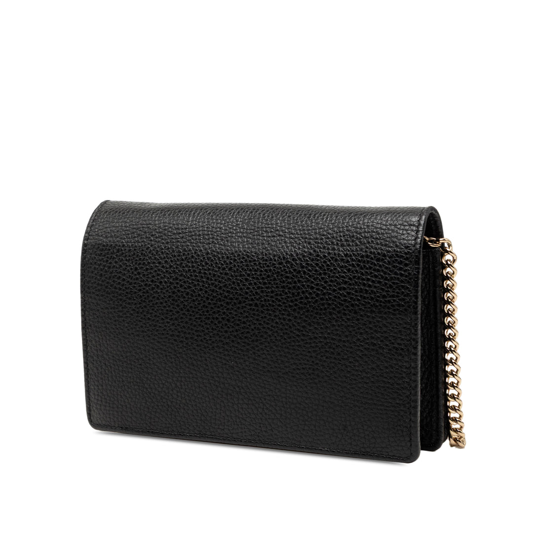 Pebbled Soho Wallet on Chain Cuir de veau Noir