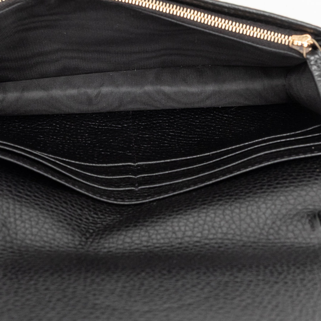Pebbled Soho Wallet on Chain Cuir de veau Noir