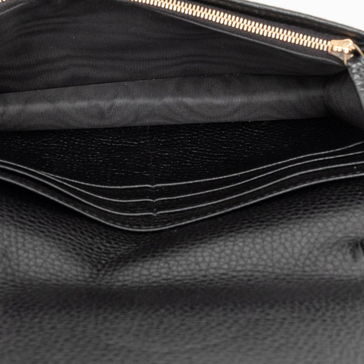 Pebbled Soho Wallet on Chain Cuir de veau Noir