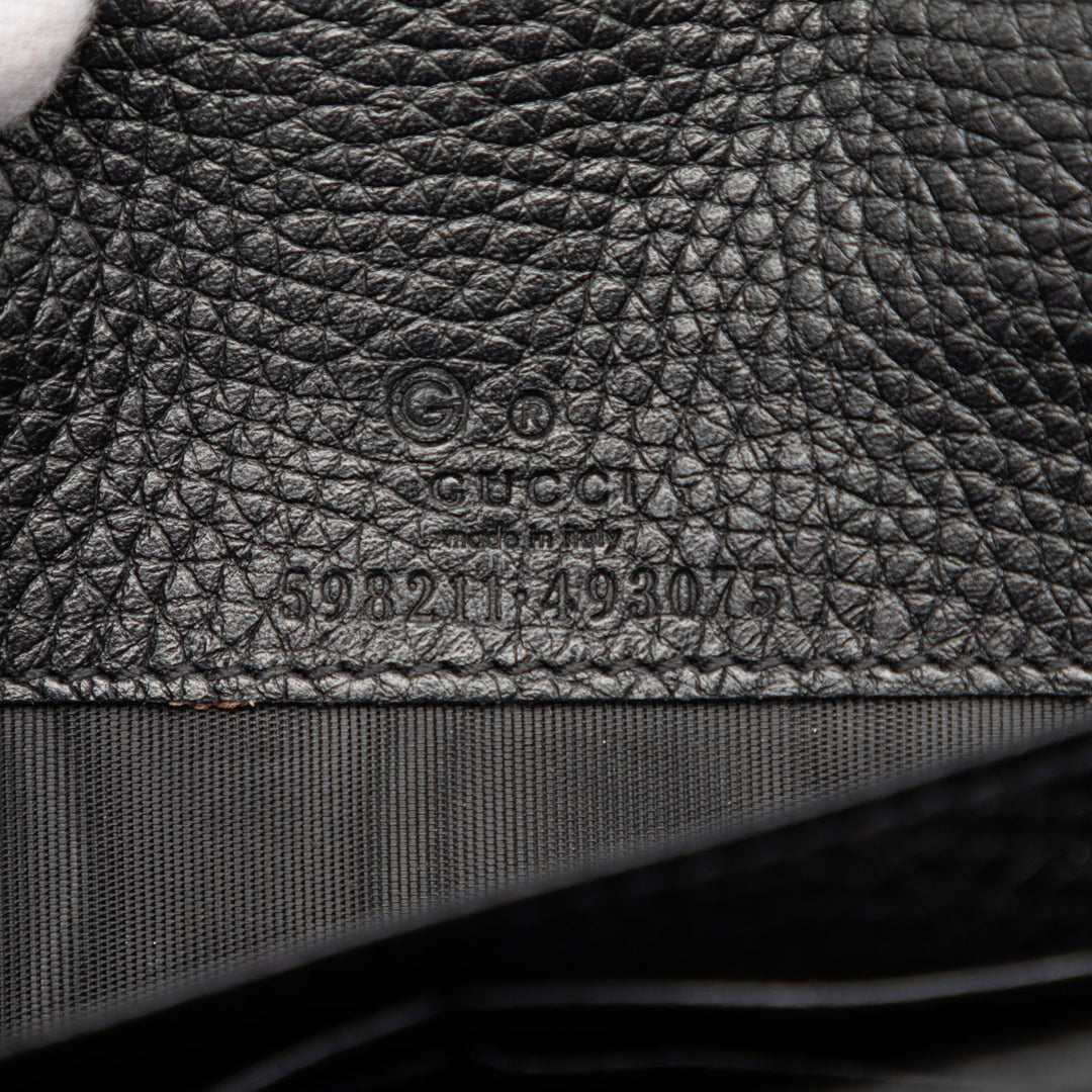 Pebbled Soho Wallet on Chain Cuir de veau Noir