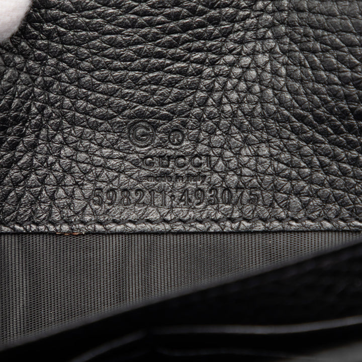 Pebbled Soho Wallet on Chain Cuir de veau Noir