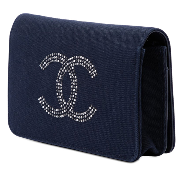Chanel Paris Shanghai Cristal Embellished Toile Wallet on Chain