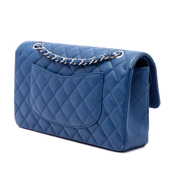 Chanel Classic Double rabat Moyen Cuir caviar Bleu – vue 2 – GABY PARIS