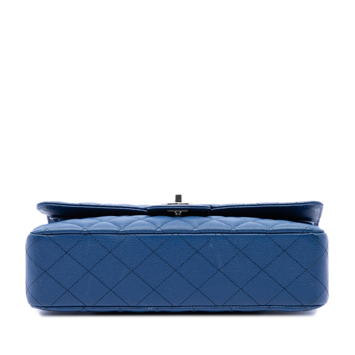 Chanel Classic Double rabat Moyen Cuir caviar Bleu – vue 3 – GABY PARIS