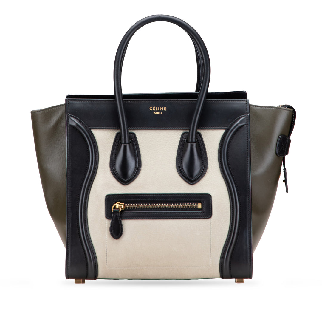 Micro Tricolor Leather Luggage Tote White - Gaby Paris
